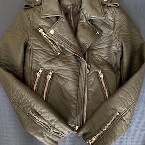 Vegan Leather  Motorcycle Jacket - Gray